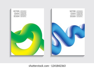 Blended covers with gradient wavy line shapes. Futuristic minimal design. Multi-colored bionic background. Modern visual effect. Repeating lines. For poster, layout, placard, grunge paper, card, book.