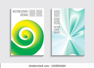 Blended covers with gradient wavy line shapes. Futuristic minimal design. Multi-colored bionic background. Modern visual effect. Repeating lines. For poster, layout, placard, grunge paper, card, book.