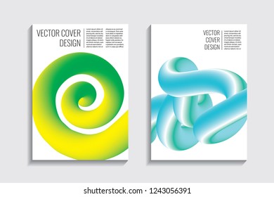 Blended covers with gradient wavy line shapes. Futuristic minimal design. Multi-colored bionic background. Modern visual effect. Repeating lines. For poster, layout, placard, grunge paper, card, book.