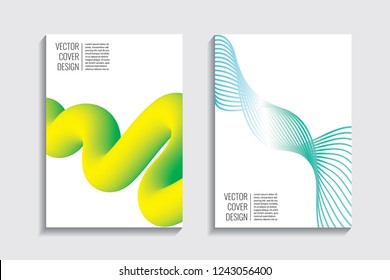 Blended covers with gradient wavy line shapes. Futuristic minimal design. Multi-colored bionic background. Modern visual effect. Repeating lines. For poster, layout, placard, grunge paper, card, book.