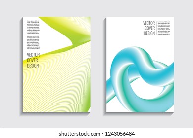 Blended covers with gradient wavy line shapes. Futuristic minimal design. Multi-colored bionic background. Modern visual effect. Repeating lines. For poster, layout, placard, grunge paper, card, book.