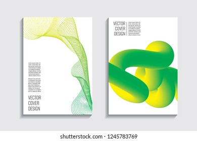 Blended covers, gradient wavy line shapes. Futuristic minimal design. Multi-colored bionic background. Modern visual effect. Repeating lines. For poster, layout, placard, grunge paper, card, book.