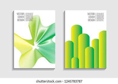 Blended covers, gradient wavy line shapes. Futuristic minimal design. Multi-colored bionic background. Modern visual effect. Repeating lines. For poster, layout, placard, grunge paper, card, book.