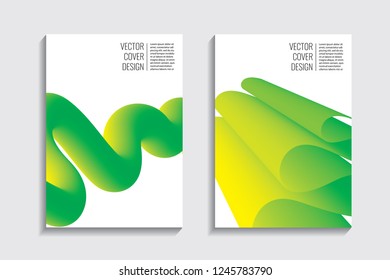 Blended covers, gradient wavy line shapes. Futuristic minimal design. Multi-colored bionic background. Modern visual effect. Repeating lines. For poster, layout, placard, grunge paper, card, book.