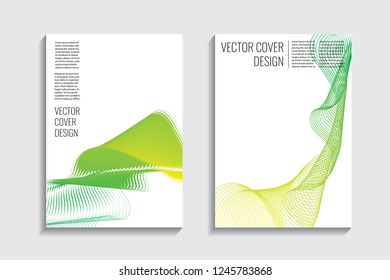 Blended covers, gradient wavy line shapes. Futuristic minimal design. Multi-colored bionic background. Modern visual effect. Repeating lines. For poster, layout, placard, grunge paper, card, book.