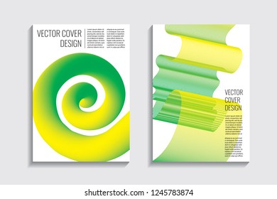 Blended covers, gradient wavy line shapes. Futuristic minimal design. Multi-colored bionic background. Modern visual effect. Repeating lines. For poster, layout, placard, grunge paper, card, book.
