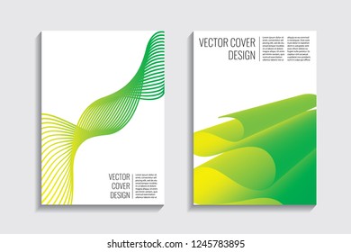 Blended covers, gradient wavy line shapes. Futuristic minimal design. Multi-colored bionic background. Modern visual effect. Repeating lines. For poster, layout, placard, grunge paper, card, book.