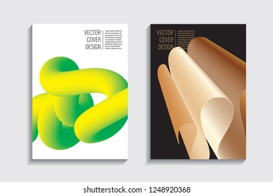 Blended covers, gradient wavy line shapes. Futuristic minimal design. Multi-colored bionic background. Modern visual effect. Repeating lines. For poster, layout, placard, grunge paper, card, book.