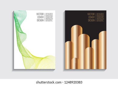 Blended covers, gradient wavy line shapes. Futuristic minimal design. Multi-colored bionic background. Modern visual effect. Repeating lines. For poster, layout, placard, grunge paper, card, book.