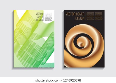 Blended covers, gradient wavy line shapes. Futuristic minimal design. Multi-colored bionic background. Modern visual effect. Repeating lines. For poster, layout, placard, grunge paper, card, book.