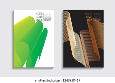 Blended covers, gradient wavy line shapes. Futuristic minimal design. Multi-colored bionic background. Modern visual effect. Repeating lines. For poster, layout, placard, grunge paper, card, book.