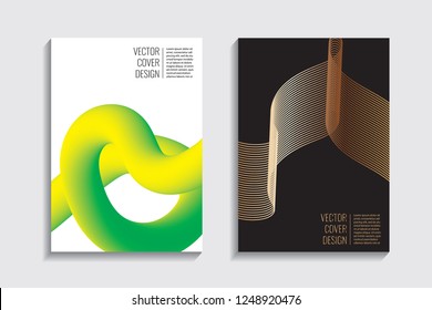 Blended covers, gradient wavy line shapes. Futuristic minimal design. Multi-colored bionic background. Modern visual effect. Repeating lines. For poster, layout, placard, grunge paper, card, book.