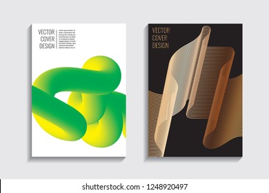 Blended covers, gradient wavy line shapes. Futuristic minimal design. Multi-colored bionic background. Modern visual effect. Repeating lines. For poster, layout, placard, grunge paper, card, book.