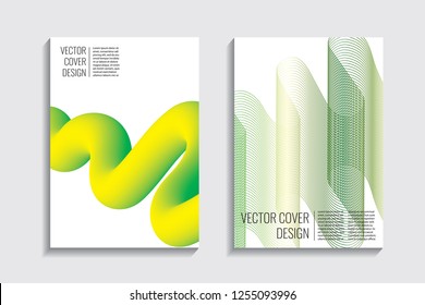 Blended covers, gradient wavy line shapes. Futuristic minimal design. Multi-colored bionic background. Modern visual effect. Repeating lines. For poster, layout, placard, grunge paper, card, book