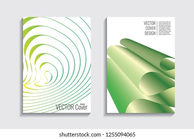Blended covers, gradient wavy line shapes. Futuristic minimal design. Multi-colored bionic background. Modern visual effect. Repeating lines. For poster, layout, placard, grunge paper, card, book