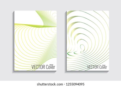 Blended covers, gradient wavy line shapes. Futuristic minimal design. Multi-colored bionic background. Modern visual effect. Repeating lines. For poster, layout, placard, grunge paper, card, book