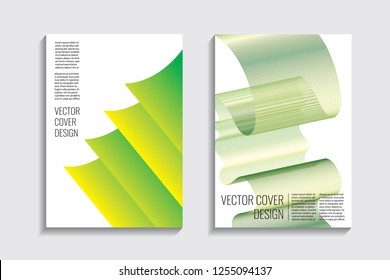 Blended covers, gradient wavy line shapes. Futuristic minimal design. Multi-colored bionic background. Modern visual effect. Repeating lines. For poster, layout, placard, grunge paper, card, book