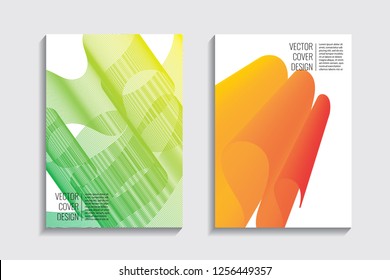 Blended covers, gradient wavy line shapes. Futuristic minimal design. Warm-colored bionic background. Modern visual effect. Repeating lines. For poster, layout, placard, grunge paper, card, book
