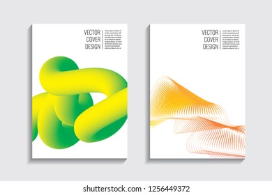 Blended covers, gradient wavy line shapes. Futuristic minimal design. Warm-colored bionic background. Modern visual effect. Repeating lines. For poster, layout, placard, grunge paper, card, book