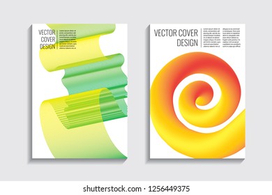 Blended covers, gradient wavy line shapes. Futuristic minimal design. Warm-colored bionic background. Modern visual effect. Repeating lines. For poster, layout, placard, grunge paper, card, book