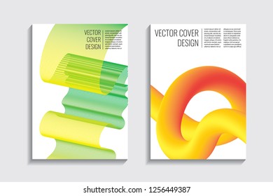 Blended covers, gradient wavy line shapes. Futuristic minimal design. Warm-colored bionic background. Modern visual effect. Repeating lines. For poster, layout, placard, grunge paper, card, book