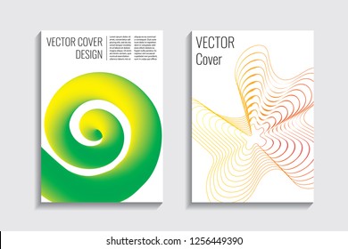 Blended covers, gradient wavy line shapes. Futuristic minimal design. Warm-colored bionic background. Modern visual effect. Repeating lines. For poster, layout, placard, grunge paper, card, book