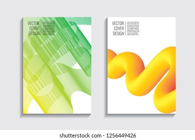 Blended covers, gradient wavy line shapes. Futuristic minimal design. Warm-colored bionic background. Modern visual effect. Repeating lines. For poster, layout, placard, grunge paper, card, book
