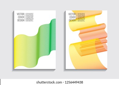Blended covers, gradient wavy line shapes. Futuristic minimal design. Warm-colored bionic background. Modern visual effect. Repeating lines. For poster, layout, placard, grunge paper, card, book