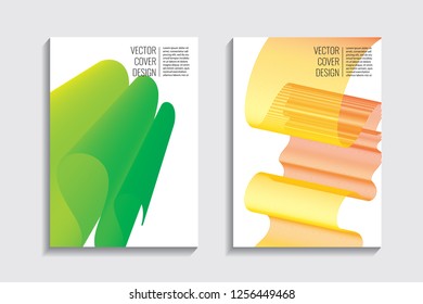 Blended covers, gradient wavy line shapes. Futuristic minimal design. Warm-colored bionic background. Modern visual effect. Repeating lines. For poster, layout, placard, grunge paper, card, book