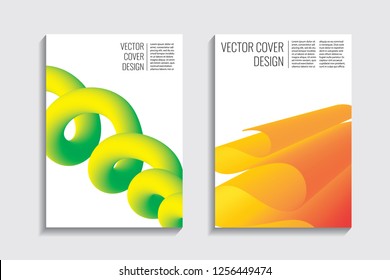 Blended covers, gradient wavy line shapes. Futuristic minimal design. Warm-colored bionic background. Modern visual effect. Repeating lines. For poster, layout, placard, grunge paper, card, book