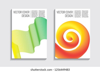 Blended covers, gradient wavy line shapes. Futuristic minimal design. Warm-colored bionic background. Modern visual effect. Repeating lines. For poster, layout, placard, grunge paper, card, book