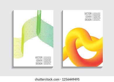 Blended covers, gradient wavy line shapes. Futuristic minimal design. Warm-colored bionic background. Modern visual effect. Repeating lines. For poster, layout, placard, grunge paper, card, book
