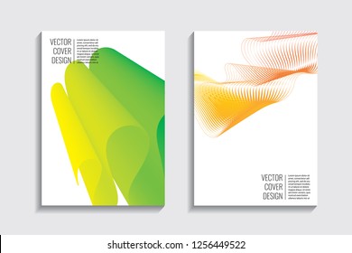 Blended covers, gradient wavy line shapes. Futuristic minimal design. Warm-colored bionic background. Modern visual effect. Repeating lines. For poster, layout, placard, grunge paper, card, book