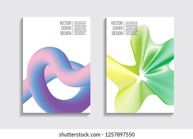 Blended covers, gradient wavy line shapes. Futuristic minimal design. Abstract cyber background. Modern visual effect. Repeating lines. For poster, layout, placard, grunge paper, card, book