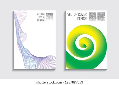 Blended covers, gradient wavy line shapes. Futuristic minimal design. Abstract cyber background. Modern visual effect. Repeating lines. For poster, layout, placard, grunge paper, card, book