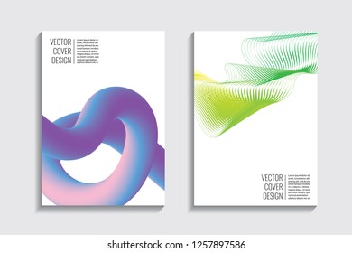 Blended covers, gradient wavy line shapes. Futuristic minimal design. Abstract cyber background. Modern visual effect. Repeating lines. For poster, layout, placard, grunge paper, card, book