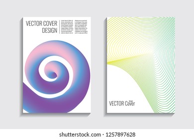 Blended covers, gradient wavy line shapes. Futuristic minimal design. Abstract cyber background. Modern visual effect. Repeating lines. For poster, layout, placard, grunge paper, card, book