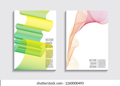 Blended covers, gradient wavy line shapes. Futuristic minimal design. Abstract cyber background. Modern visual effect. Repeating lines. For poster, layout, placard, grunge paper, card, book