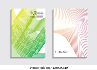 Blended covers, gradient wavy line shapes. Futuristic minimal design. Abstract cyber background. Modern visual effect. Repeating lines. For poster, layout, placard, grunge paper, card, book