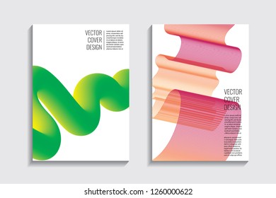 Blended covers, gradient wavy line shapes. Futuristic minimal design. Abstract cyber background. Modern visual effect. Repeating lines. For poster, layout, placard, grunge paper, card, book