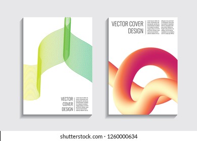 Blended covers, gradient wavy line shapes. Futuristic minimal design. Abstract cyber background. Modern visual effect. Repeating lines. For poster, layout, placard, grunge paper, card, book