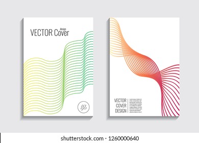 Blended covers, gradient wavy line shapes. Futuristic minimal design. Abstract cyber background. Modern visual effect. Repeating lines. For poster, layout, placard, grunge paper, card, book