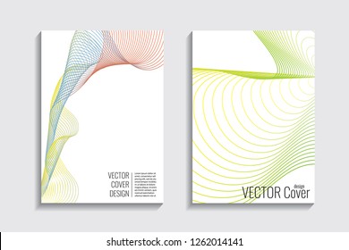 Blended covers, gradient wavy line shapes. Futuristic minimal design. Abstract cyber background. Modern visual effect. Repeating lines. For poster, layout, placard, grunge paper, card, book