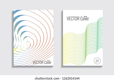 Blended covers, gradient wavy line shapes. Futuristic minimal design. Abstract cyber background. Modern visual effect. Repeating lines. For poster, layout, placard, grunge paper, card, book