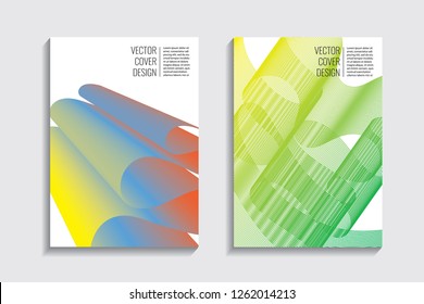 Blended covers, gradient wavy line shapes. Futuristic minimal design. Abstract cyber background. Modern visual effect. Repeating lines. For poster, layout, placard, grunge paper, card, book