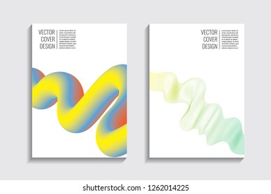 Blended covers, gradient wavy line shapes. Futuristic minimal design. Abstract cyber background. Modern visual effect. Repeating lines. For poster, layout, placard, grunge paper, card, book