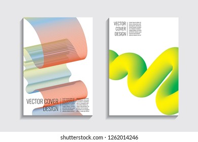 Blended covers, gradient wavy line shapes. Futuristic minimal design. Abstract cyber background. Modern visual effect. Repeating lines. For poster, layout, placard, grunge paper, card, book
