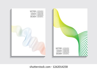 Blended covers, gradient wavy line shapes. Futuristic minimal design. Abstract cyber background. Modern visual effect. Repeating lines. For poster, layout, placard, grunge paper, card, book