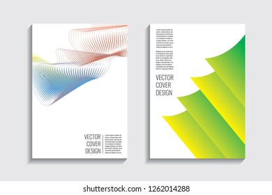 Blended covers, gradient wavy line shapes. Futuristic minimal design. Abstract cyber background. Modern visual effect. Repeating lines. For poster, layout, placard, grunge paper, card, book