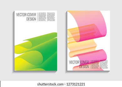 Blended covers, gradient wavy line shapes. Futuristic minimal design. Abstract cyber background. Modern visual effect. Repeating lines. For poster, layout, placard, grunge paper, card, book